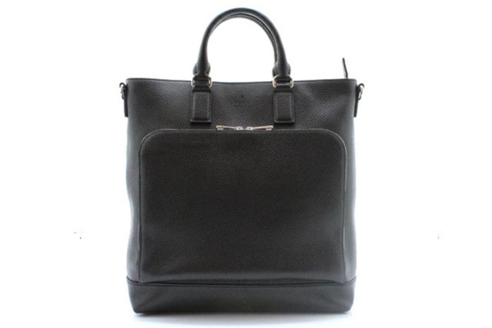 Gucci Shoulder Bag Embossed Leather Black